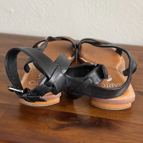 SARTO by Franco Sarto - Emma Leather Ankle Strap Sandals in Black - Picture 8 of 10